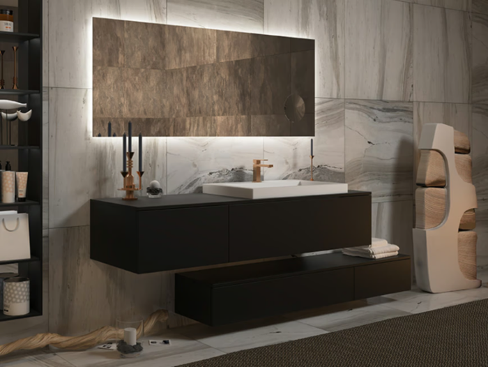 BOX LINE - Single wall-mounted wooden vanity unit _ MOMA Design